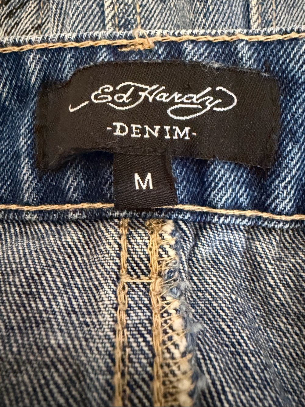 Ed Hardy Blue Denim Mini Skirt with Ed Hardy Classic Graphic Logo - Picture 3 of 3